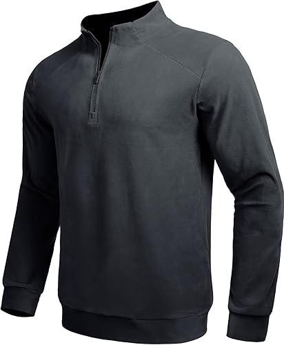 Men's Quarter Zip Pullover Ultra-Soft Thermal Long Sleeve Sweatshirt 1/4 Zip Gol