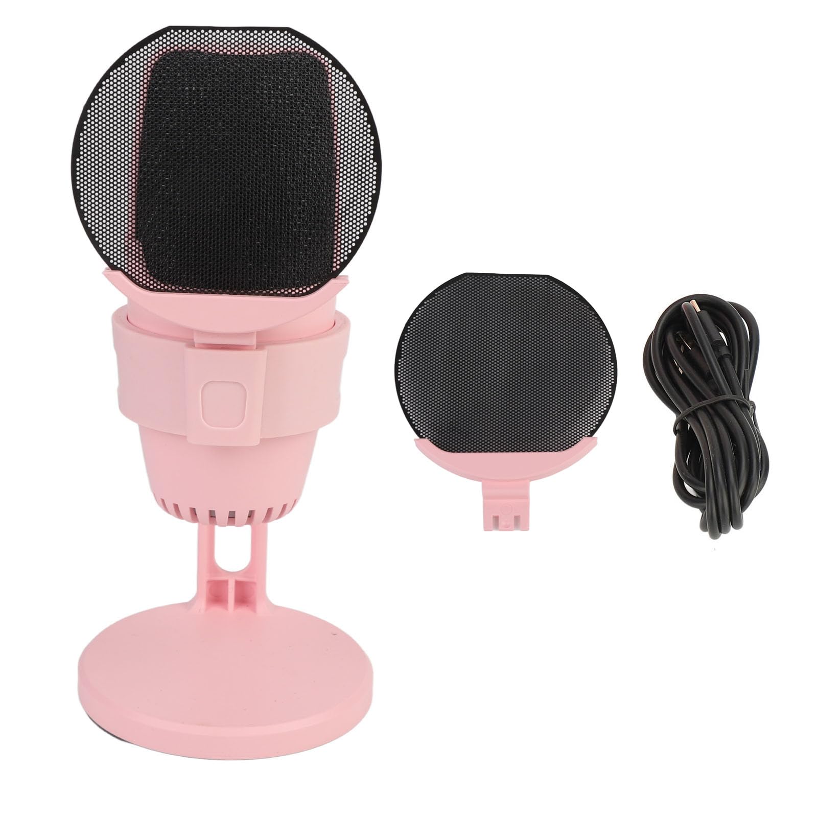 NutriEss USB Condenser Microphone RGB Light Cardioid Plug and Play High Sensitivity Studio Recording Gaming Live Streaming USB Mic with Pop Filter (Pink)