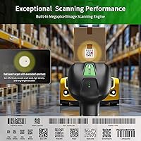 Vista 2 de NETUM Escáner de código de barras industrial 2D QR Bluetooth con base de carga, lector de código de barras inalámbrico 2D/1D mejorado, batería