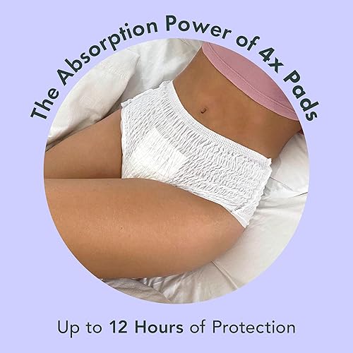 Miniatura 4 de Rael Ropa interior desechable para mujer, funda de algodón orgánico, esenciales posparto, armario de fugas, sin perfume, cobertura máxima (talla