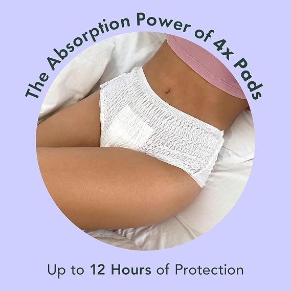 Rael Disposable Period Underwear, Organic Cotton Cover (Size L-XL, 12 Ct) | Leak Locker, Unscented, Extended Coverage for Women, Period Essentials, Postpartum Essentials, Feminine Care