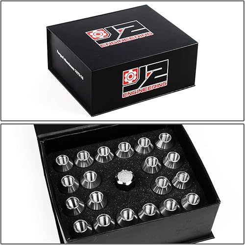 Miniatura 7 de J2 Engineering Juego de 20 tuercas de aluminio 7075 con extremo cerrado M12 x 1.5 con adaptador de enchufe, plata, asiento cónico, LN-T7-006-15-SL