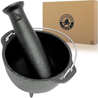 4.75 inch Cast Iron Mortar and Pestle Set 2 Cup Spice Grinder
