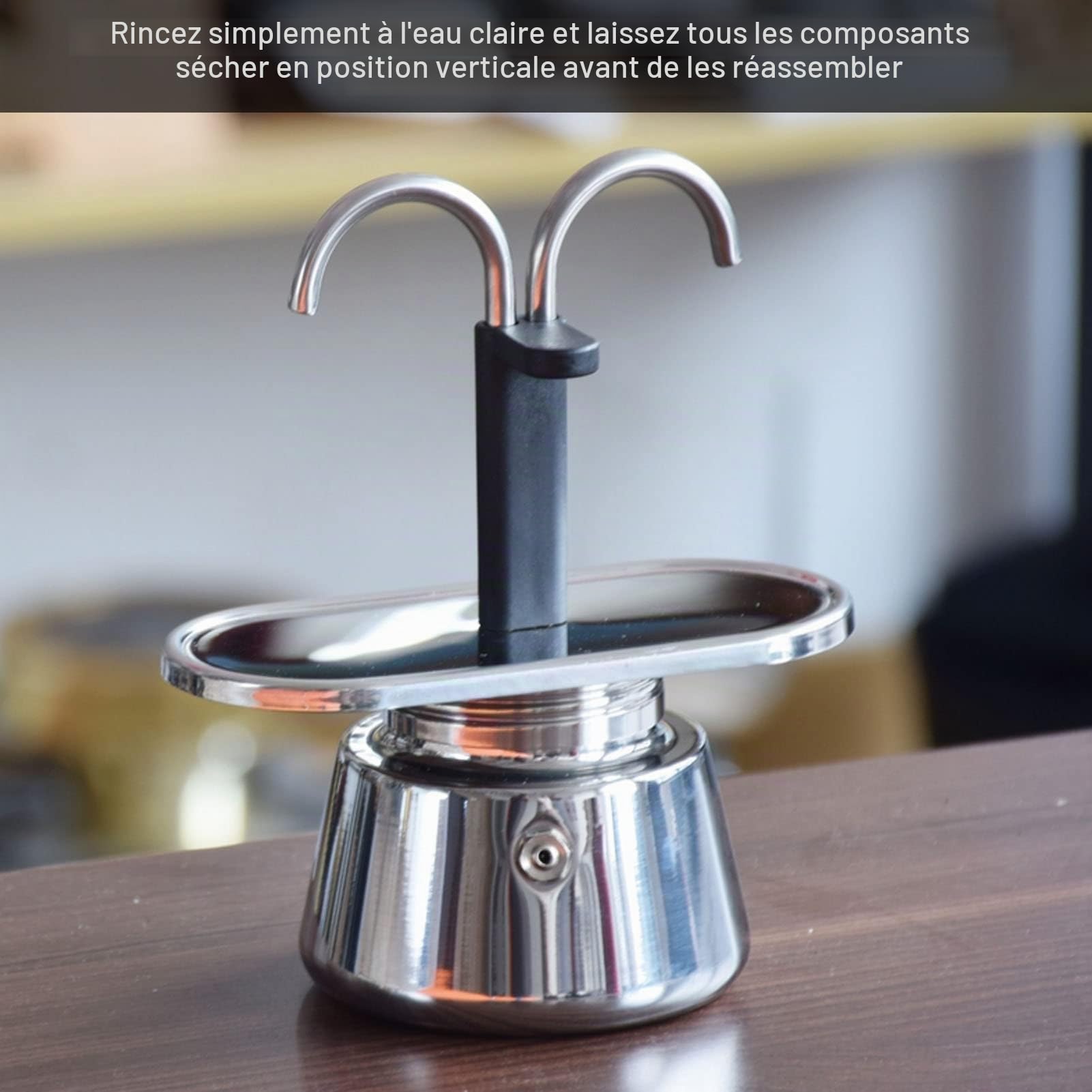 2 tasses 100 ml Cafetière moka, machine à expresso, double tête en acier inoxydable, cafetière de camping, machine à moka italienne DIY