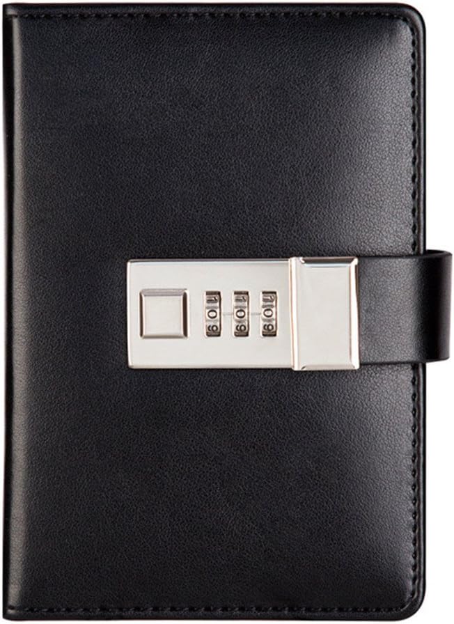 iPlanner PU Leather Journal Writing Notebook Planner Organizer, Size 10x14.8x3cm Daily Notepad Personal Sketchbook with Combination Lock, Password Diary for Men and Women