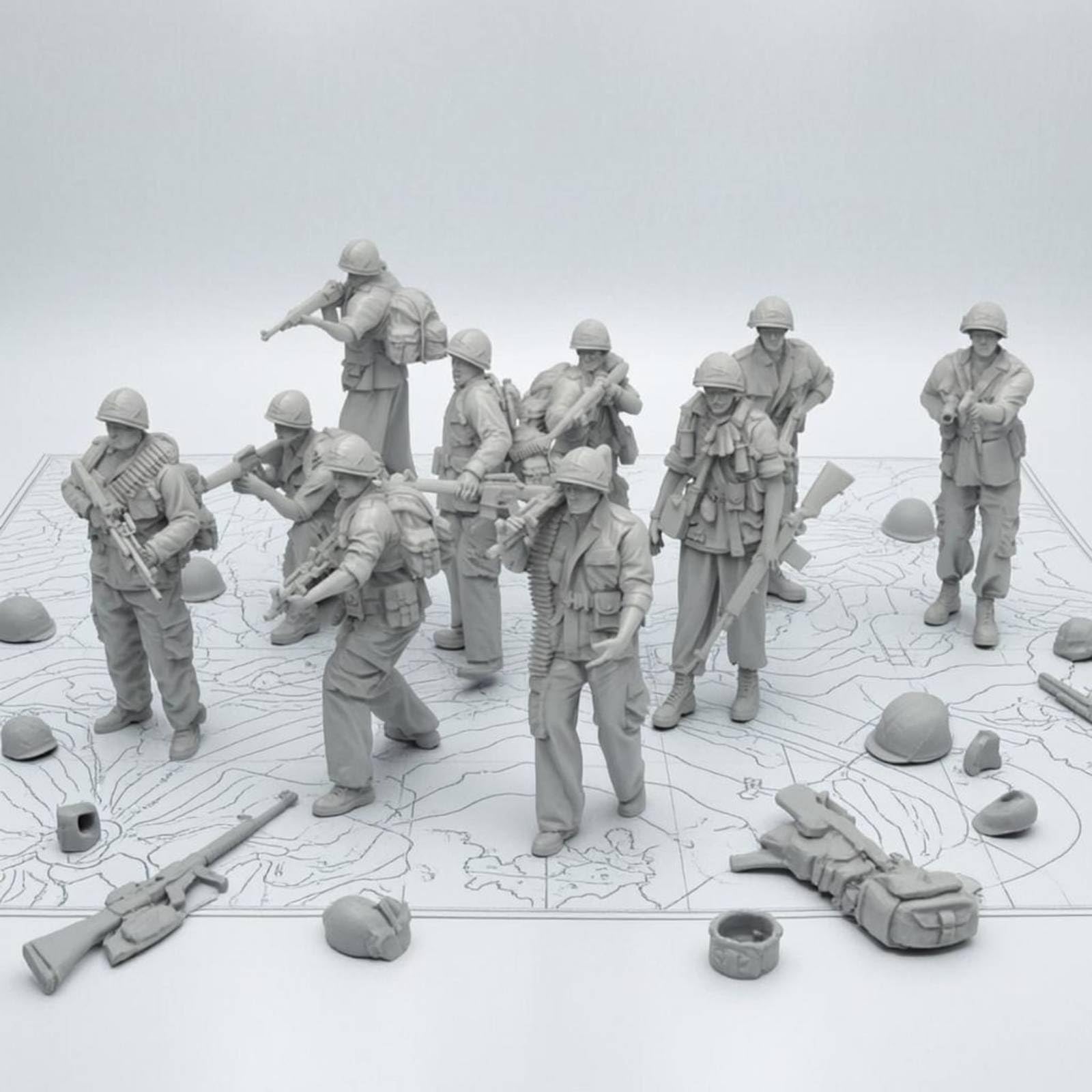 TAIZhiChen 10 Pieces Soldatini in Resina Non Dipinti Soldatini da Dipingere Monopezzo Kit Modello Soldato in Resina per Esposizione, 1/35 5 CM
