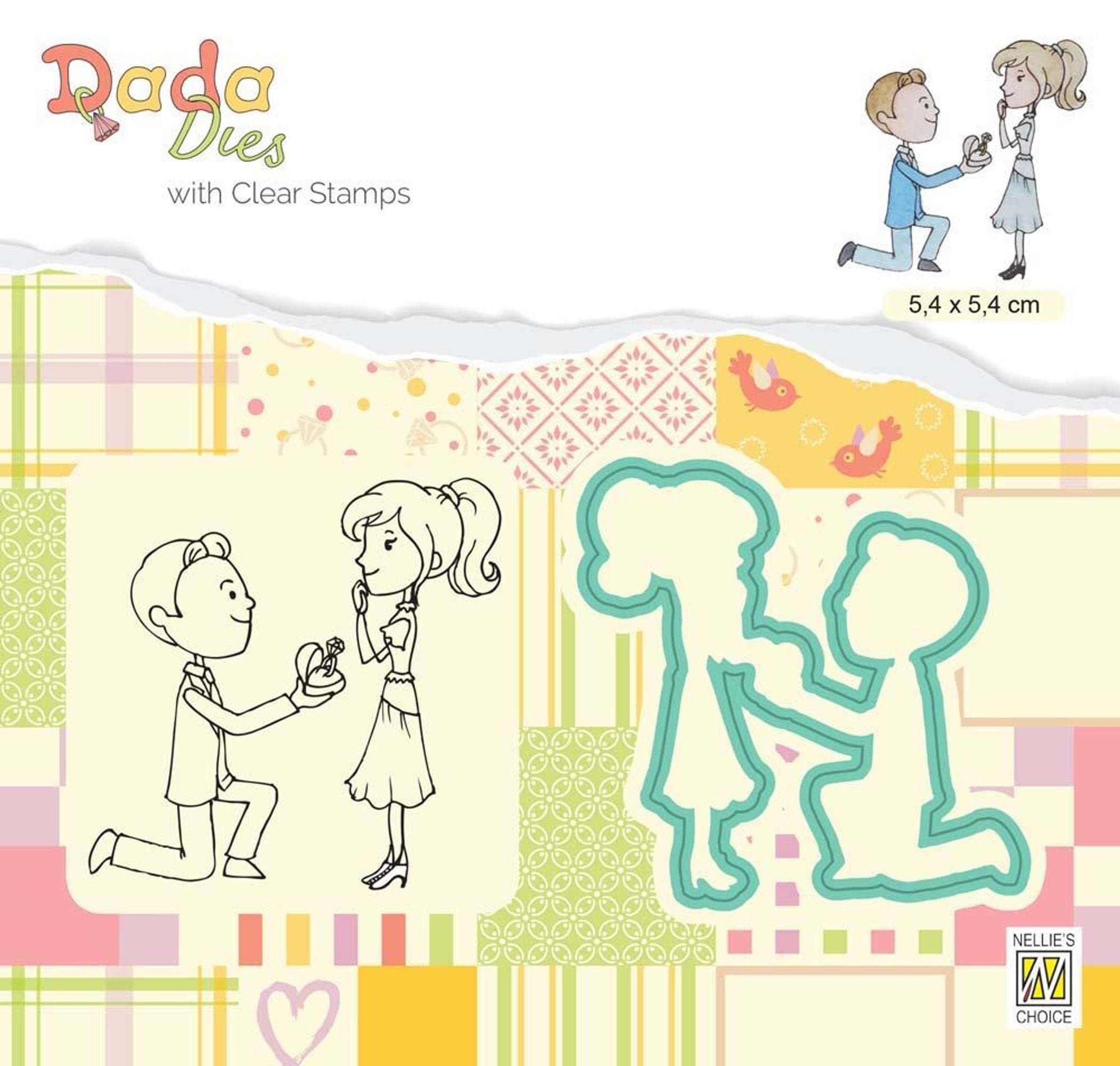 Nellie's Choice Cutting Die and Clear Stamp, Wedding, 5.4 x 5.4 cm, Card Making Supplies, Metal Dies for Scrapbooking, DIY and Paper Crafts, Multiple Colors, 54x54mm