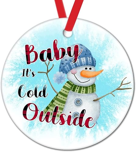 Muñeco de nieve para bebé hace frío al aire libre, adorno de Navidad 2022, copo de nieve de invierno, adornos divertidos de regalo de Año Nuevo,