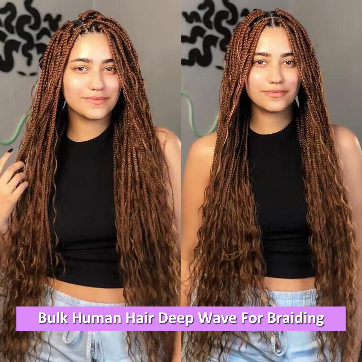 Bulk Human Hair for Braiding 16 Inch Deep Wave Human Braiding Hair Micro Braiding Hair100% Unprocessed Brazilian No Weft Human Hair (30# - Image 2