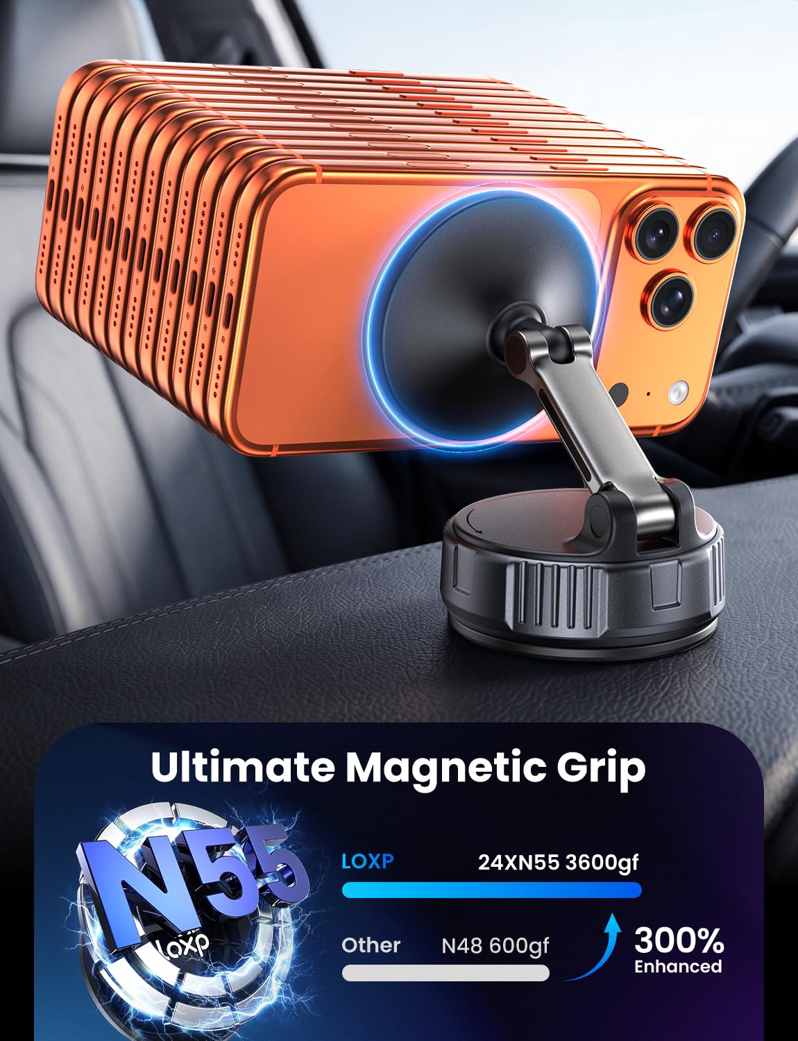 LOXP Supporto per auto MagSafe, supporto per telefono per aspirapolvere per