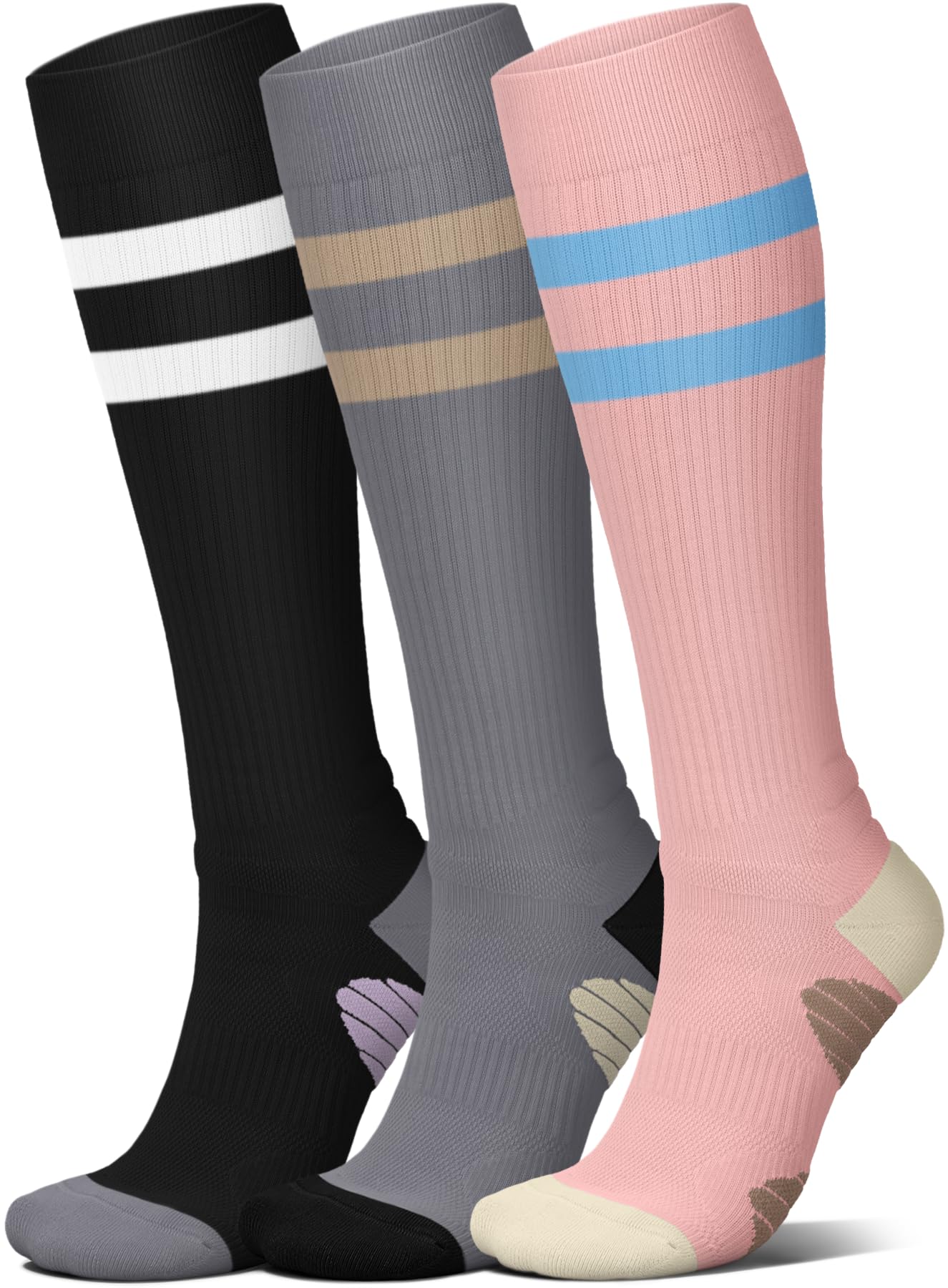 4 Pairs Compression Socks for Women Circulation-Best Support for Nurses,Running,Athletic,Travel