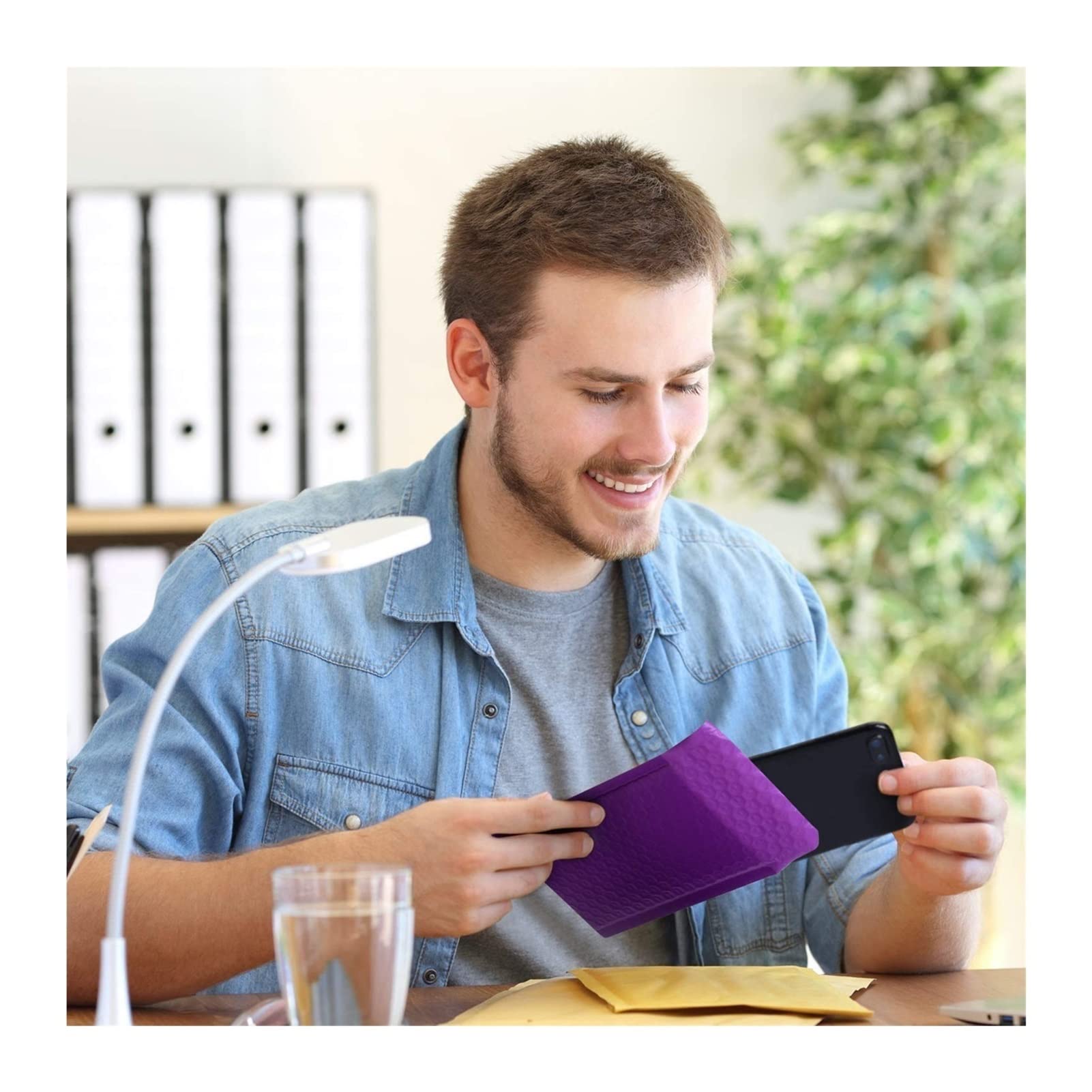 ZZSRJ Confezione da 50 Buste a Bolle Imbottite invio di avvolgimento di Posta Regalo Buste Black Bianco e Purple (Color : Green, Dimensione : 15 * 20cm)