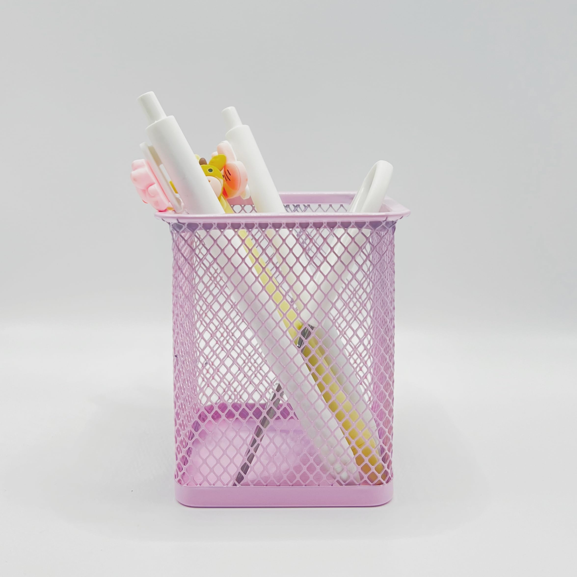 Metal Mesh Pen Holder Pencil Cup Holder for Desk Baby Pink Pen Organizer for Desktop Office Home and School