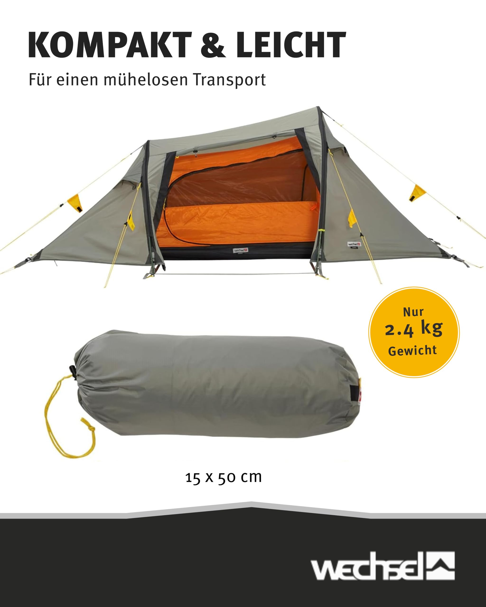 Wechsel Trekkingzelt Aurora 1 I kompaktes Trekking-Zelt für 1 Person I schnell aufbaubar & transportabel I Outdoor-Einmannzelt ideal für Camping, Wandern & Radreisen