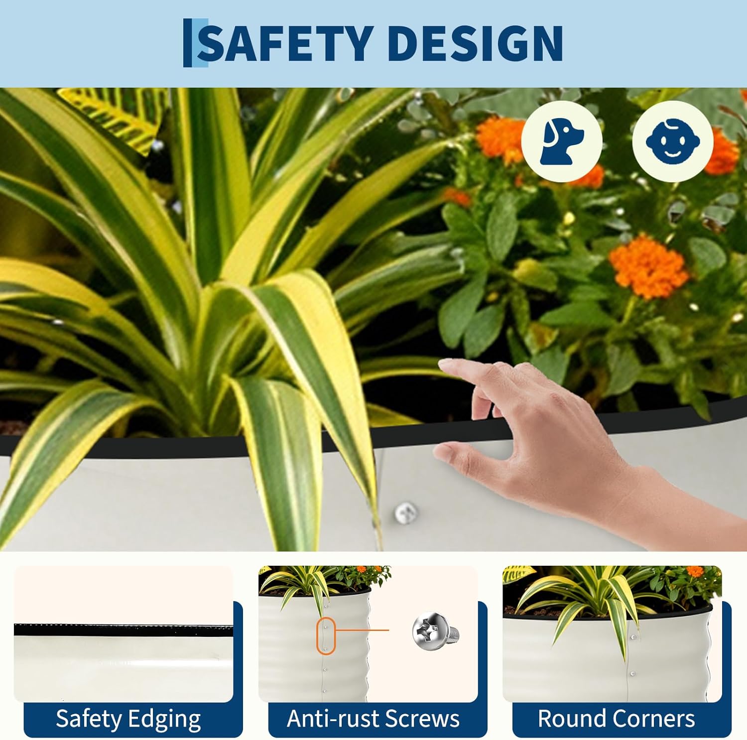 2 Pcs Raised Garden Beds Outdoor 8x2x1.5 ft - Galvanized Steel Planter Box for Vegetables, Flowers, Rust-Resistant Garden Box, Easy Assembly Raised Beds, Durable Planters for Outdoor Plants, Beige