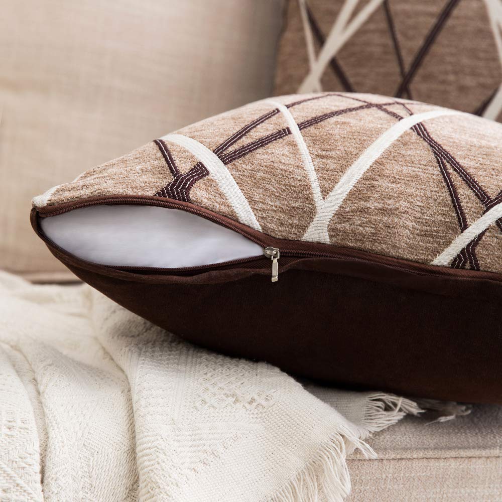MIULEE Copricuscini 2 Pezzi Poliestere Fodera per Cuscini Rettangolare Decorativo Stampata a Raggi Elegante Casa Moderne Morbido Outdoor Giardino Balcone 30X50 CM Cachi