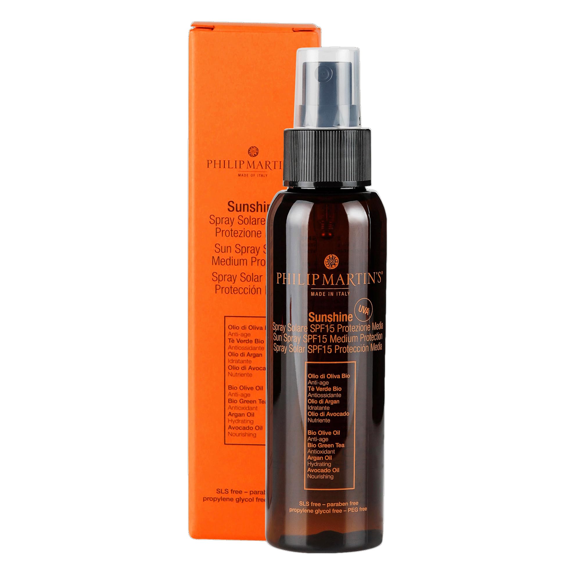 Philip Martin's Sunshine 100 Ml. Spray de protección solar media. SPF15.