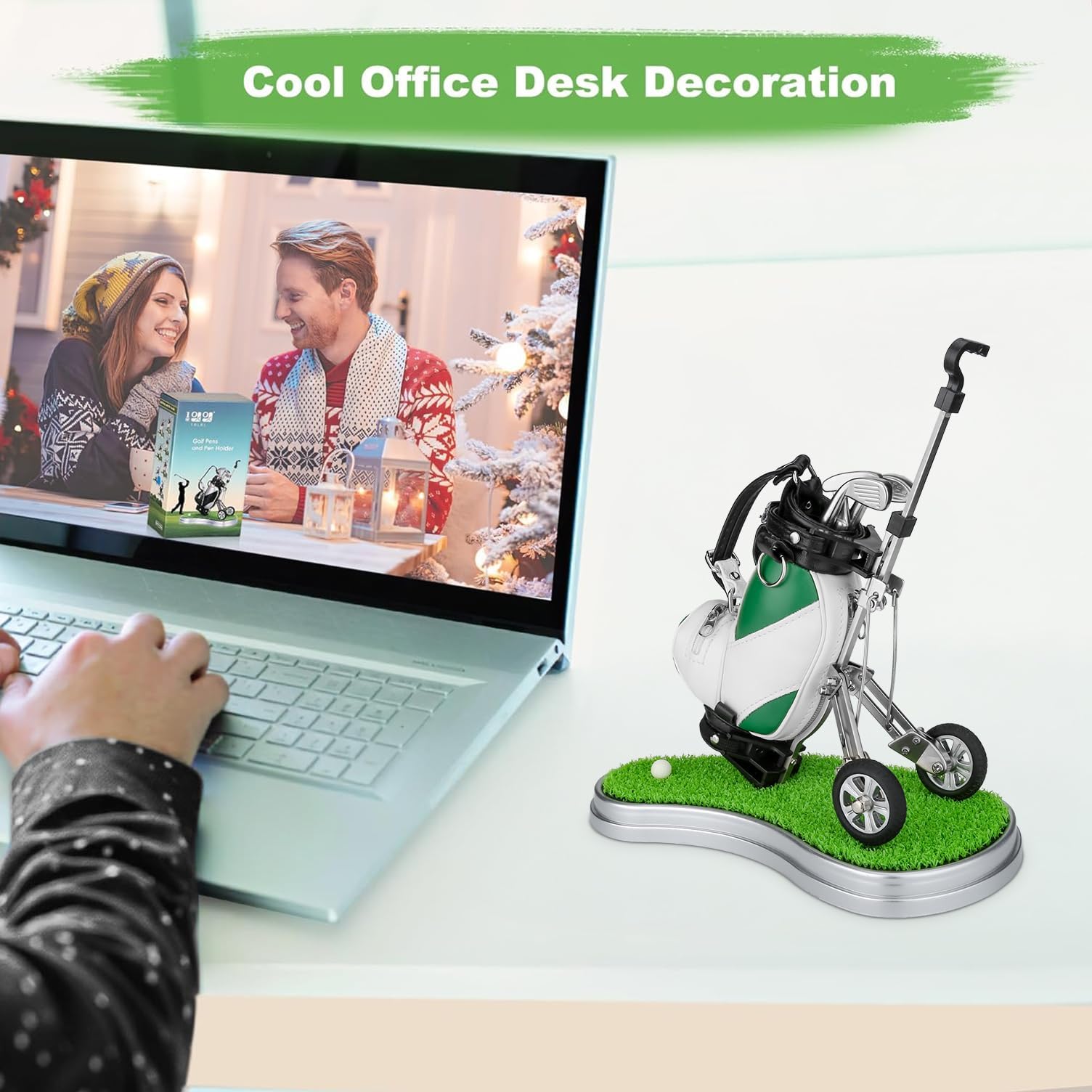 Golf Portapenne 3 Pezzi Club Penne Set Desk Decor Regali Uomini, Verde Bianco