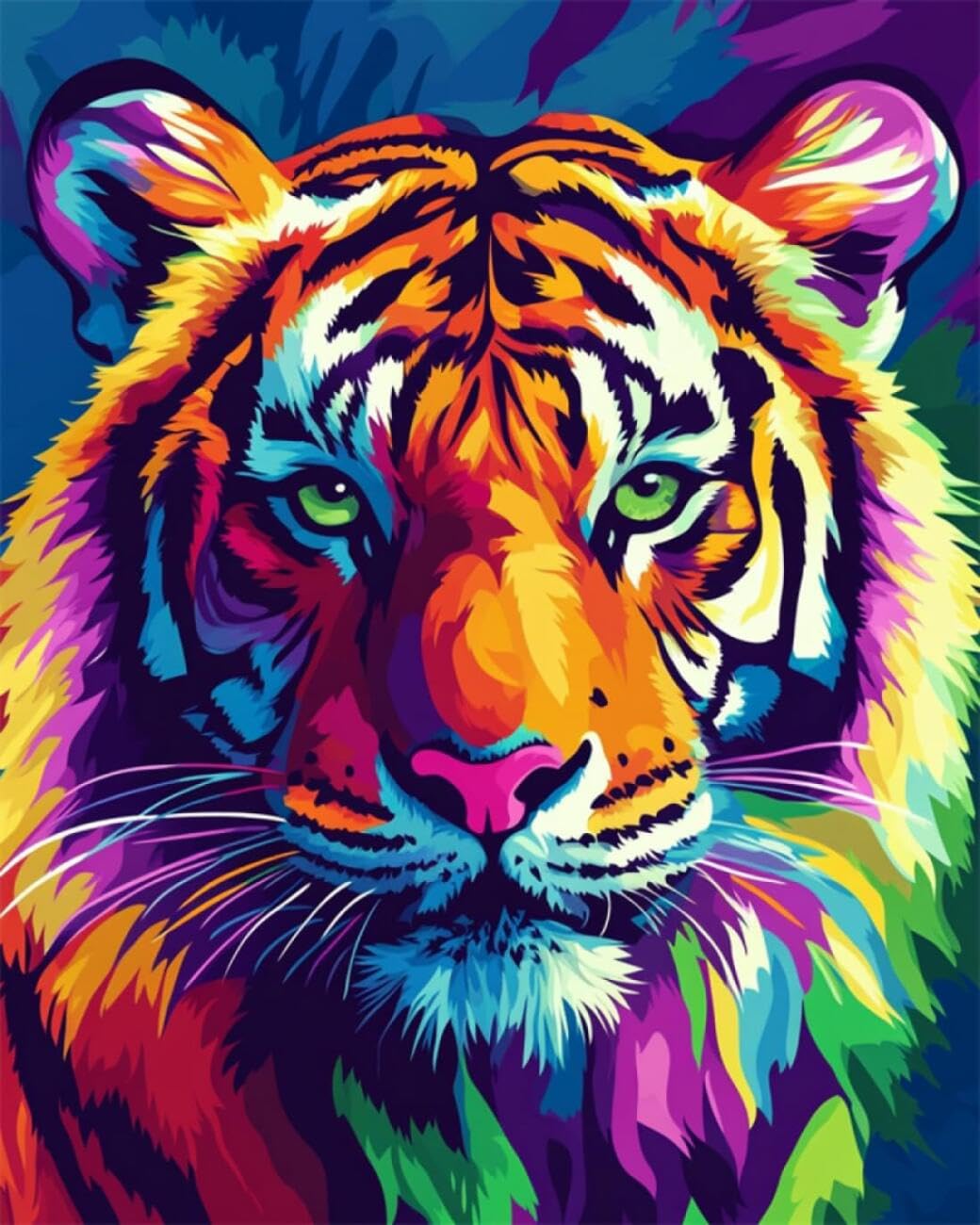 AxiangziK DIY Embroidery Kits Colorful Tiger 11CT 30x40cm