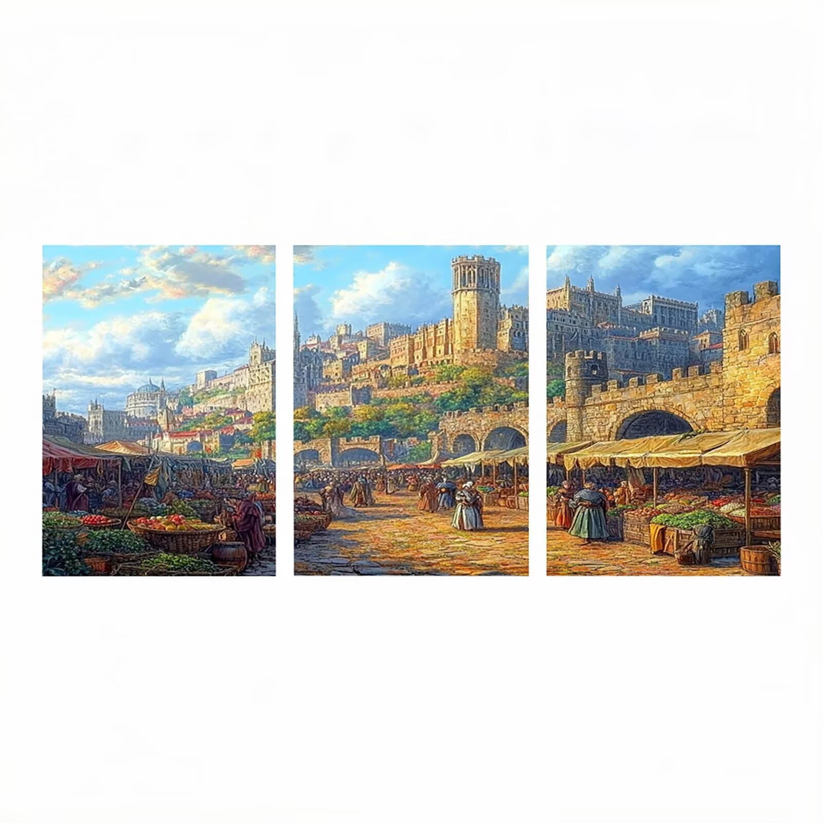 Zestawy sztuki diamentowej w średniowieczu dla dorosłych, diamentowy obraz zamkowy, zestawy sztuki kryształowej dla dorosłych do malowania według numerów, 91 x 61 cm x 3, haft krzyżykowy stras
