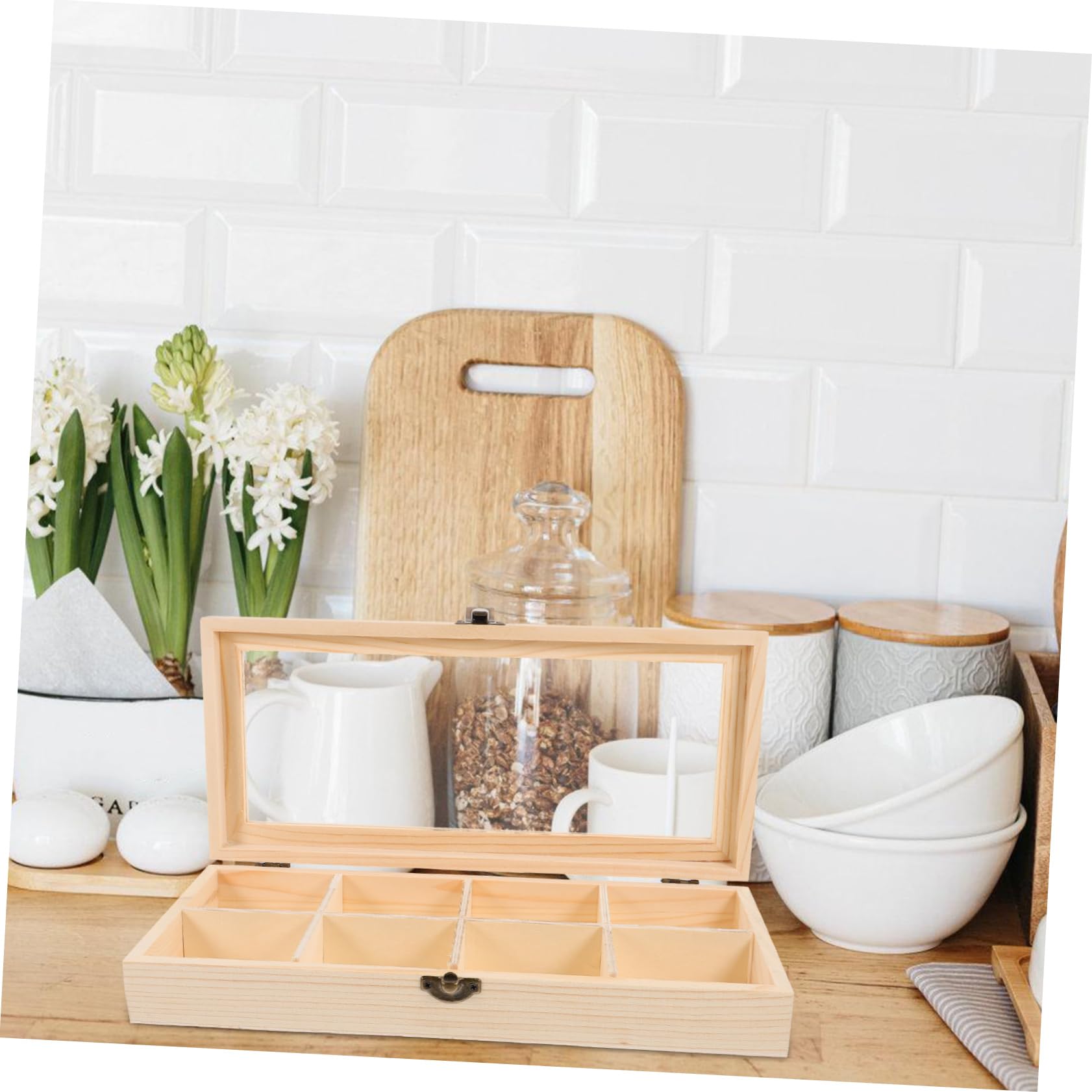 Vetrina Espositore Per Spille In Legno Con Coperchio In Vetro - Portagioielli Con Vassoio In Velluto 30x23 Cm