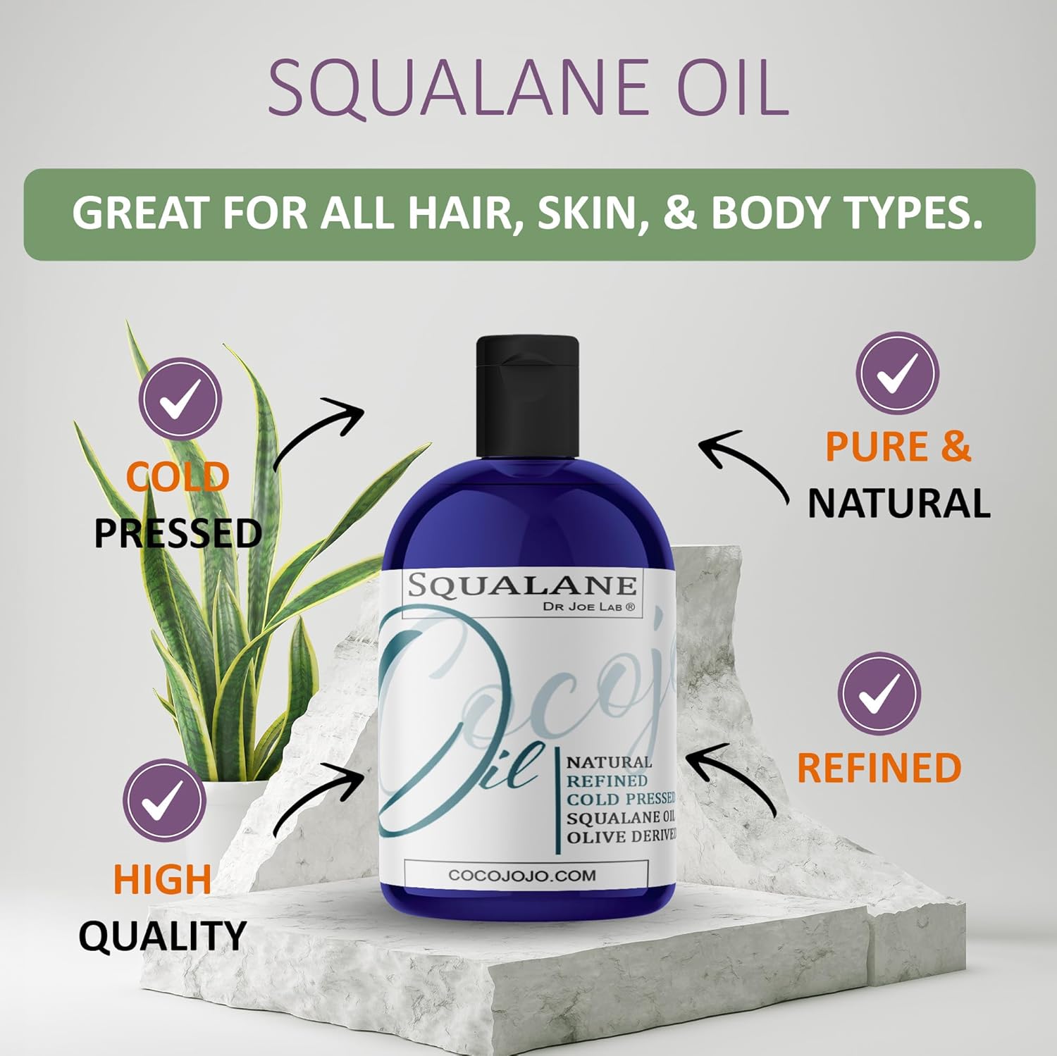 Dr Joe Lab Squalane Oil Pure Plant Derived Refined Cold Pressed Squalene From Olives Vegan Undiluted Bulk Carrier Oil for Face Skin Hair Body Cosmetics Natural Cleanser Moisturizer (4 oz) - Image 2