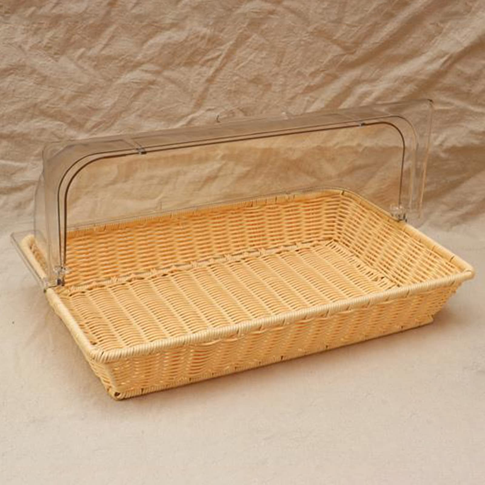 AIZYR Cestino per Esposizione da Tavolo per Pane Alimentare da 6 Confezioni, Cesto Porta Verdure Frutta con Copertura in Plastica Trasparente Cestino da Portata Ristorante