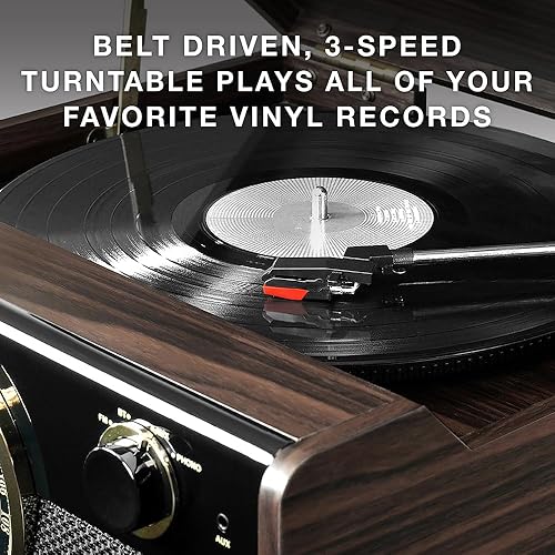 Miniatura 2 de Victrola Metropolitan Mid Century - Tocadiscos Bluetooth 4 en 1 y centro multimedia con altavoces integrados, tocadiscos de 3 velocidades, radio