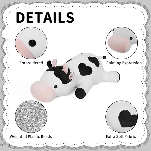 Miniatura 2 de Animales de peluche de vaca con peso de 24 pulgadas, 4.2 libras, lindas muñecas de peluche para niños y niñas (blanco y negro)