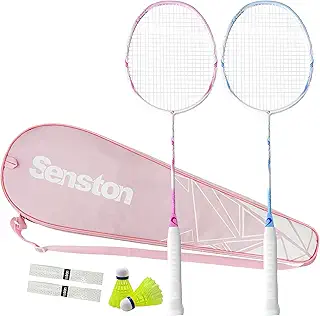 Senston 2本組みバドミントンラケットセットカーボンファイバーバドミントンラケット-1つのキャリングバッグが含まれています