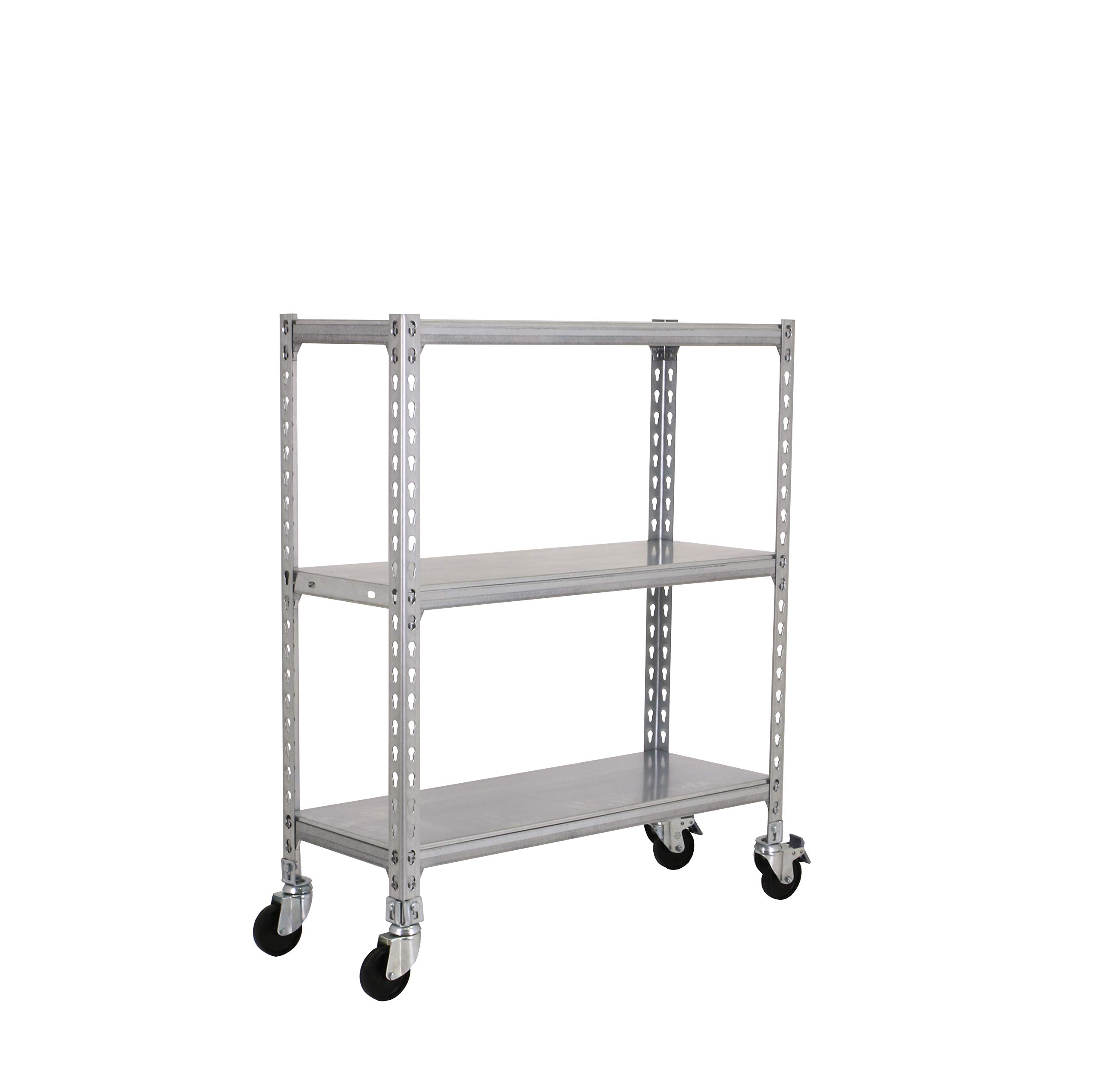 Simon Rack Estanteria Metalica con Ruedas, 975x800x300 mm, 3 Baldas de Metal, 75 kg de Punto Flexión, Estanterias Almacenaje, Galvanizado - Simonclick