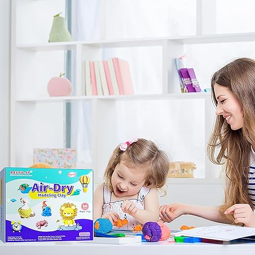 Miniatura 9 de Arcilla seca al aire 50 colores, arcilla para modelar para niños, segura y no tóxica, arcilla mágica suave ultra ligera, arcilla de moldeo con