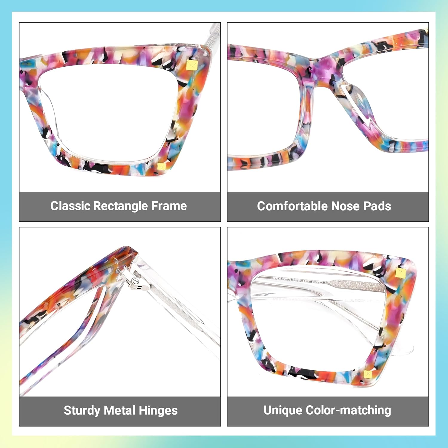 Zeelool Stylish Oversized Rectangle Eyeglasses Frame with Non-prescription Clear Lens for Women ZJGA513369