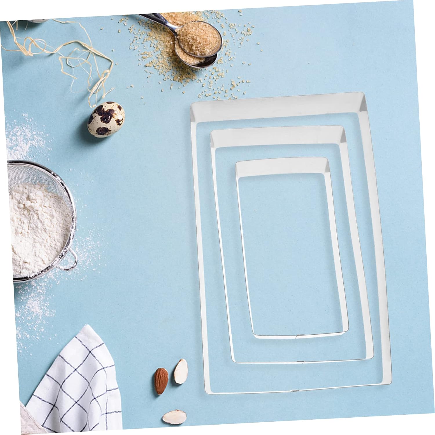 3pcs Stainless Steel Mousse Rings Set for Tiramisu Cheese and Pastry Baking Rectangular Cake Cutter Mould for Diy Cooking and Pastry Creation