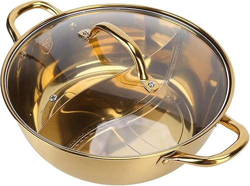 Olla caliente de dos rejillas, acero inoxidable 304, diseño separado, conducción de calor rápida para familiares y amigos, para reuniones,