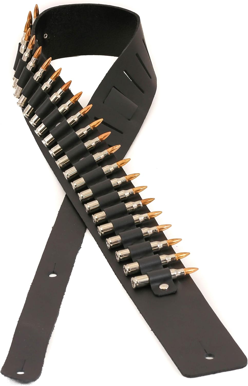 Guitar Strap Real Bullet M16 .223 Caliber Nickel Shell Copper Tips Genuine Leather Handmade