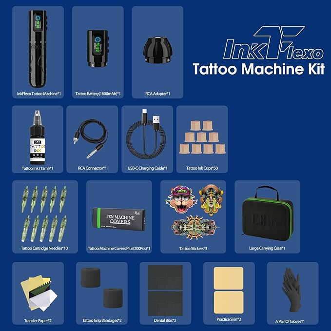 Kit Máquina Tatuar Inalámbrica Pen InkFlexo con 6 Ajustes y miniatura 4