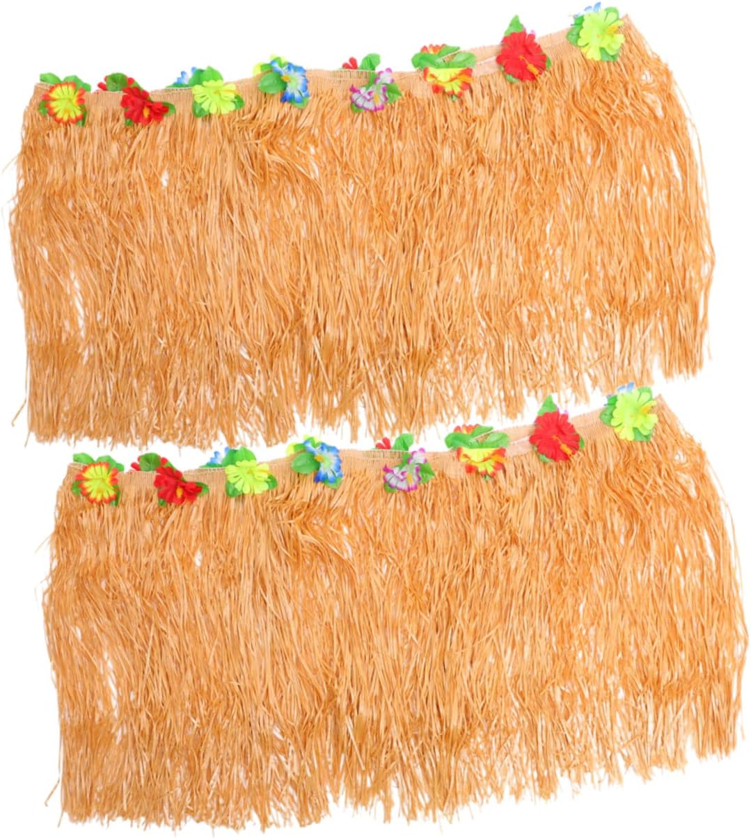 2pcs Tropical Hawaiian Table Skirt Beach Theme Table Decorations Tinsel Fringe for Party Setup and Scene Layout for Luau and Celebrations