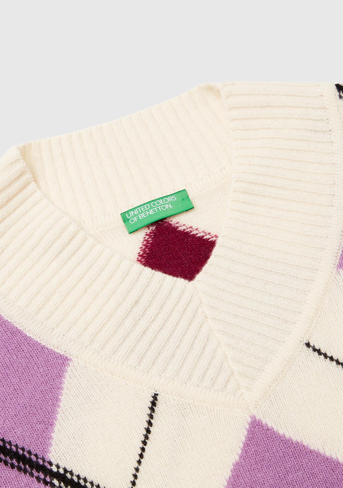 United Colors of Benetton Sweter Kobiety Maglia Scollo V M/L 1444e204e
