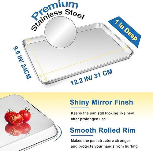 Miniatura 2 de Joyfair - Bandeja para hornear, bandeja de horno tostadora de acero inoxidable, utensilios para hornear profesionales para galletas, tocino, pan,