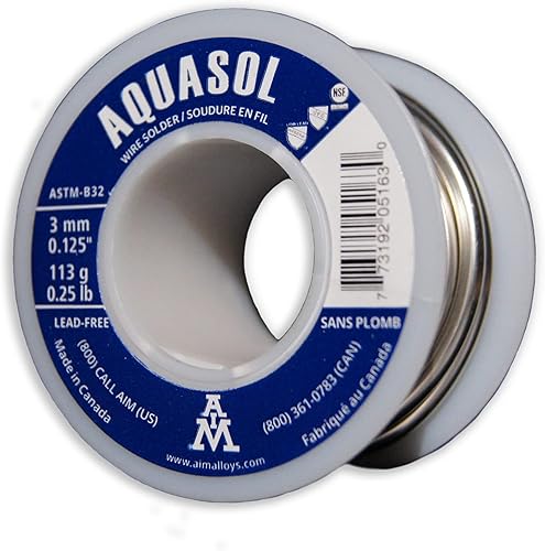 AIM Soldadura de fontanería sin plomo, con plata, 0.125 pulgadas de diámetro, carrete de 1/4 libra