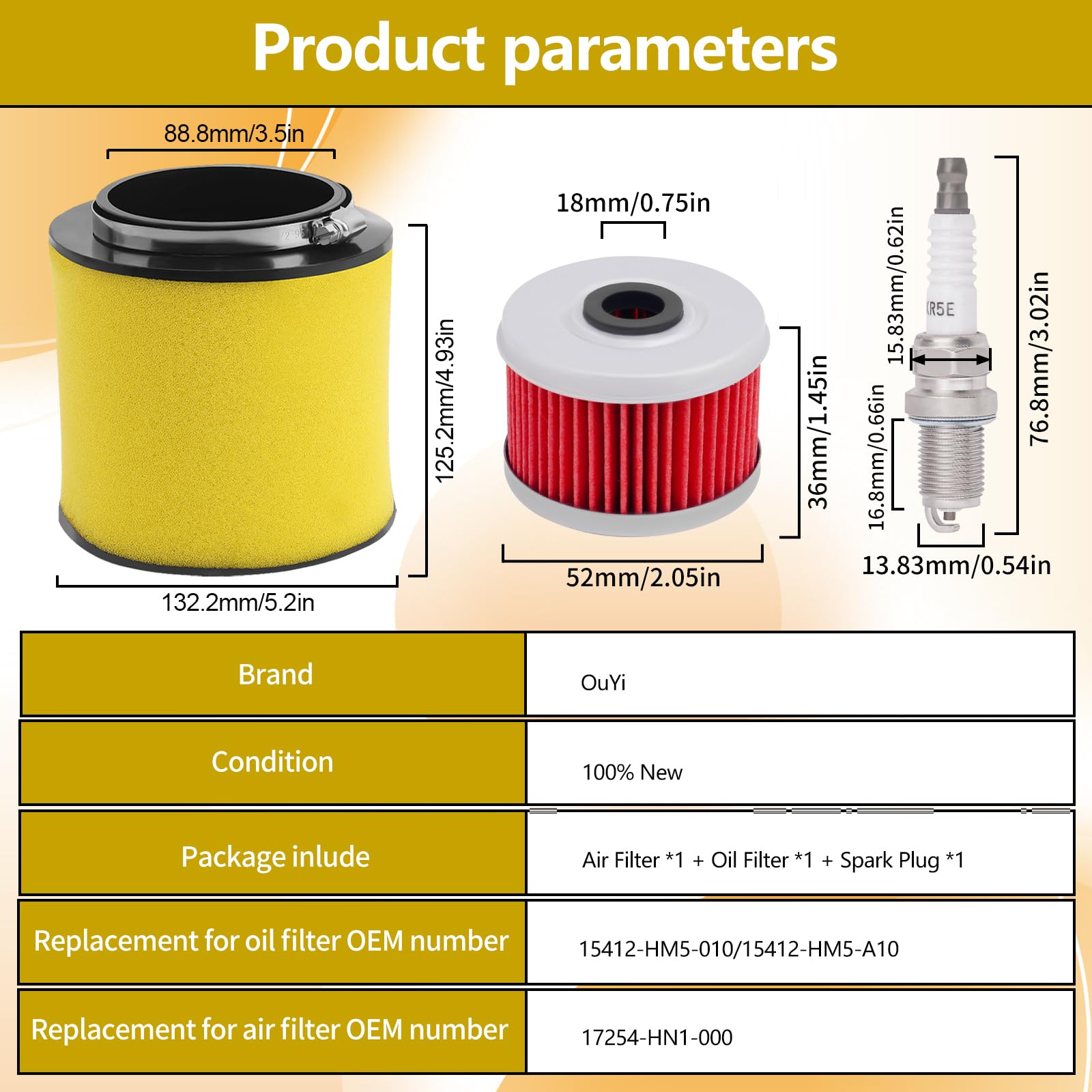 Amazon.com: Motorcycle Air Filter 17254-HN1-000 & Oil Filter
