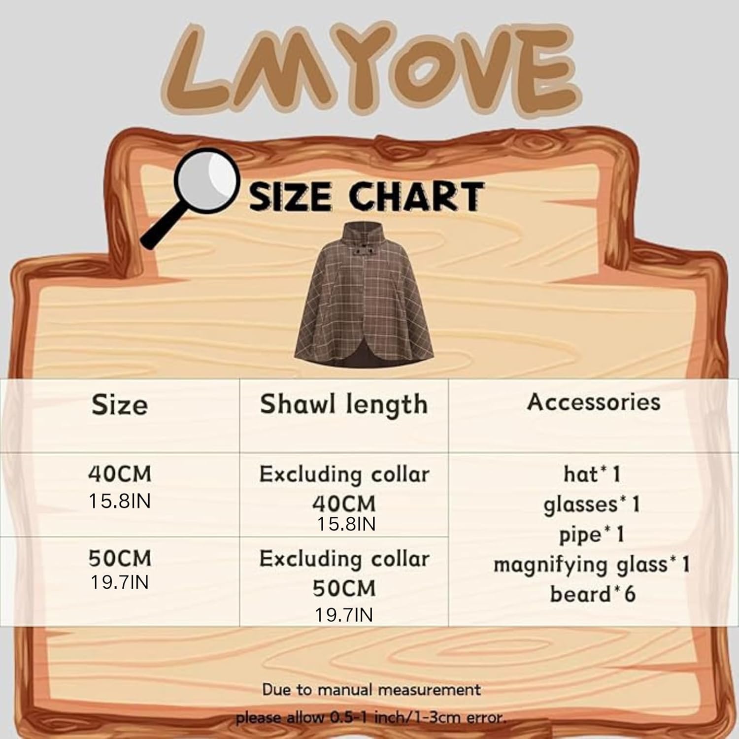 LMYOVE Detective Kids Inspector Clouseau Costume Accessories Magnifying and Mustache Decor(3-12Y)
