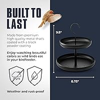 Vista 2 de Monarch Abode Comedero colgante para pájaros al aire libre – Comedero colgante para pájaros con dos niveles para pájaros silvestres, negro mate