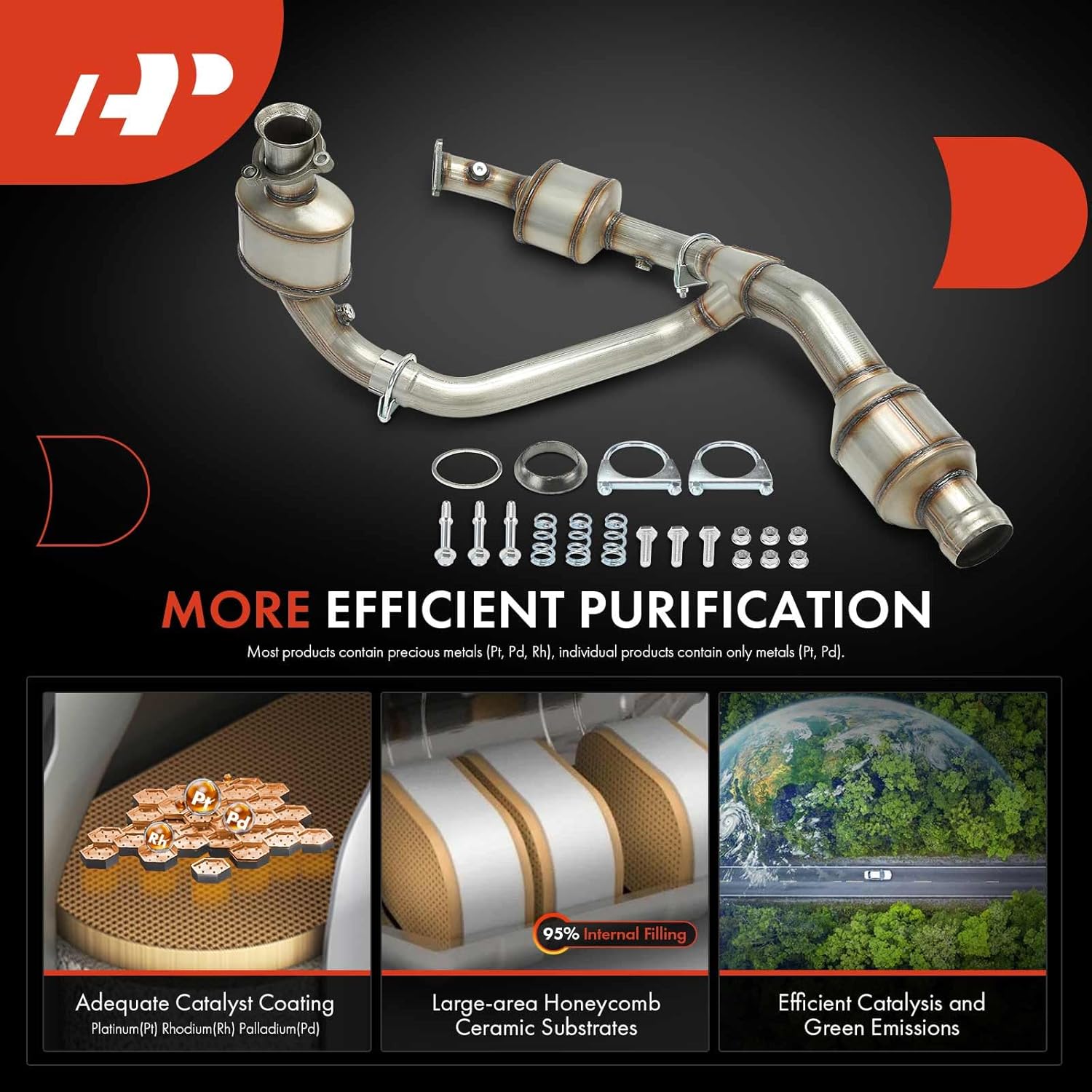 A-Premium Front Catalytic Converter Kit Direct-Fit Compatible with Chevrolet Silverado 1500 & GMC Sierra 1500, Yukon XL 1500 & Cadillac Escalade, Escalade ESV, Escalade EXT, 6.2L, E.P.A. Compliant