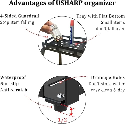 Miniatura 5 de Organizador de baño, organizador de tocador para baño, estante de almacenamiento de baño de 2 niveles para encimera o montaje en pared, estante de
