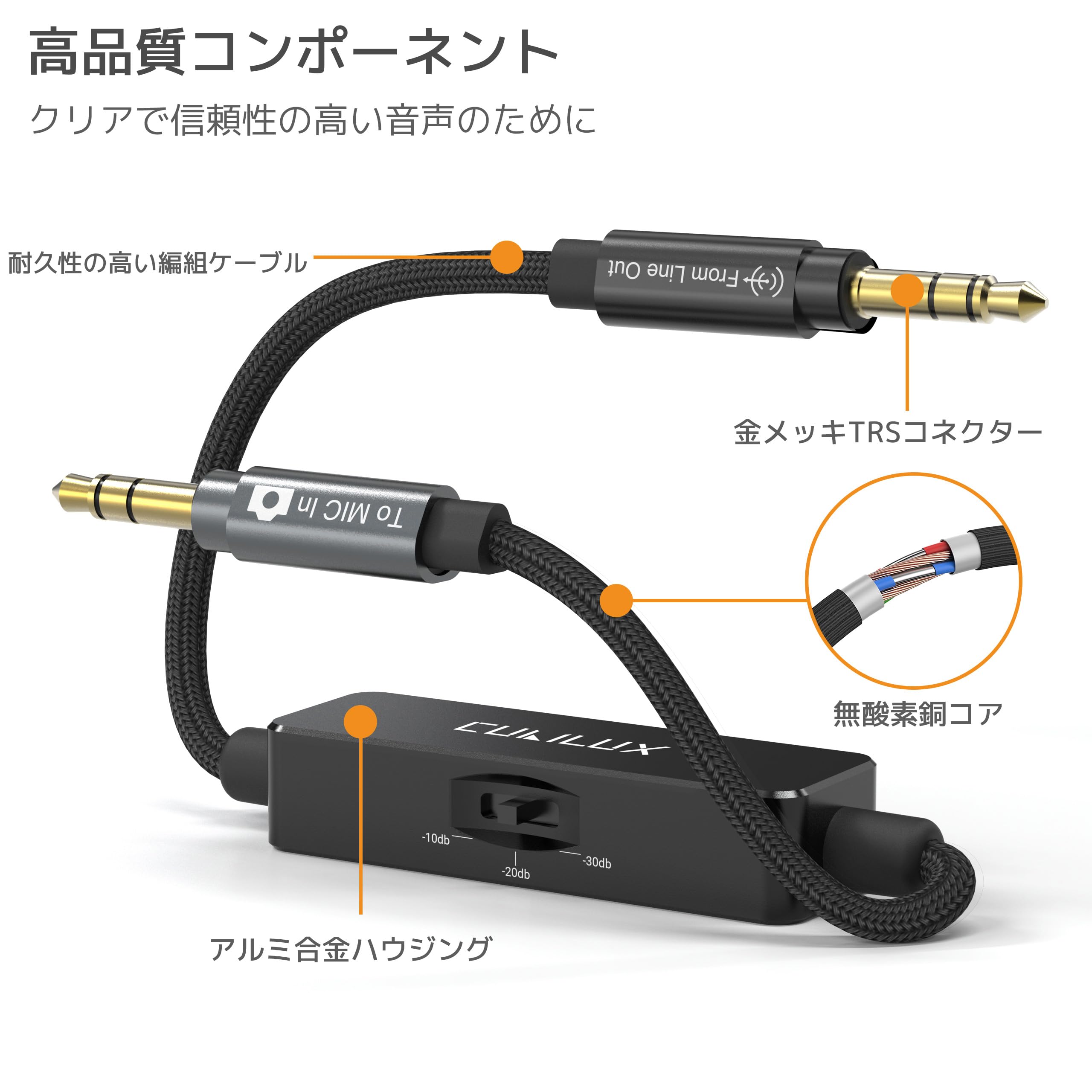 Amazon.co.jp: Cubilux 3.5mm TRSライン to マイクアッテネーター