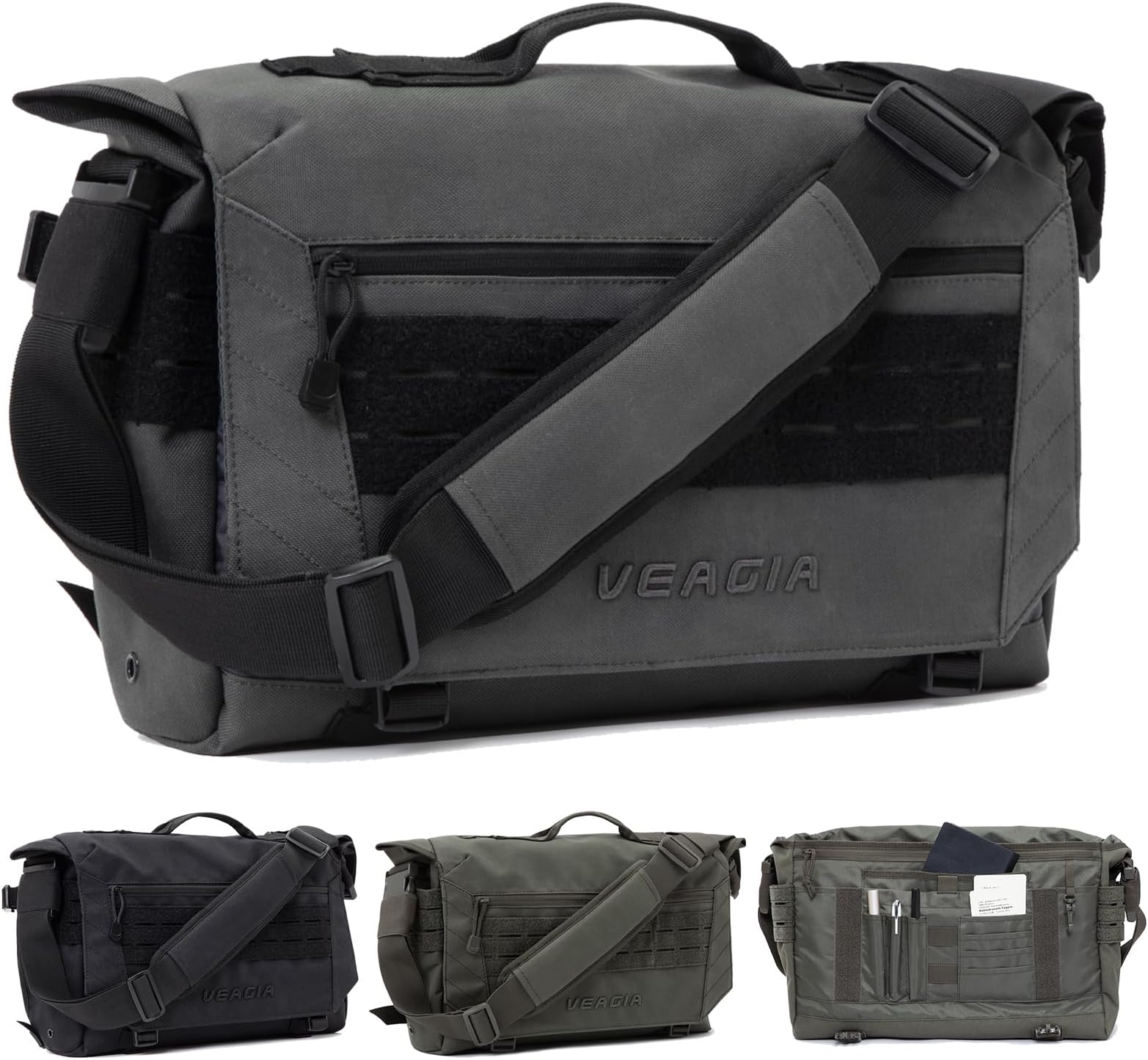 VEAGIA Messenger bag Laptop bag Briefcase Molle system Tactical style Detachable shoulder strap Shoulder Bags(17x12x5inch)