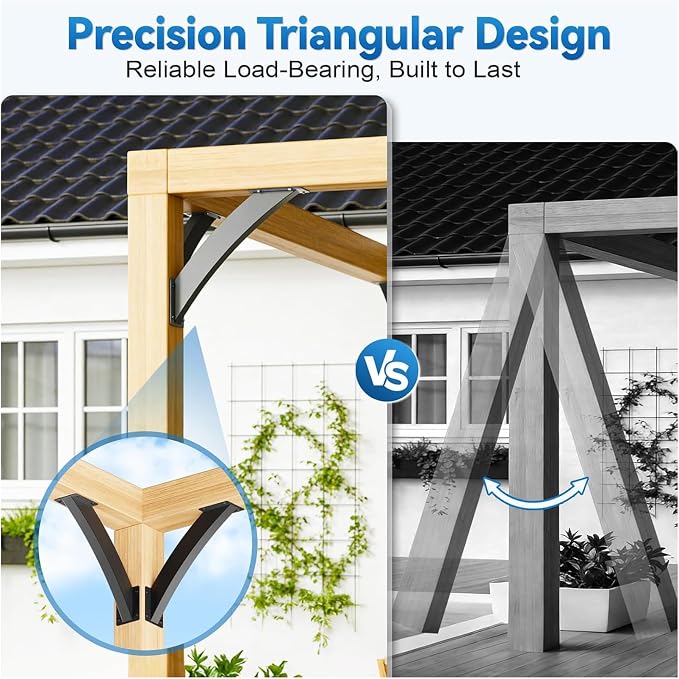 Soportes de Ángulo de 45 Grados para Vigas, Soporte Resistente para Pergolas y Gazebo, Hardware de Acero con Tornillos de Montaje para Gazebo, Casas en Árboles, Cabañas y Patios (Paquete de 2 piezas) miniatura 3