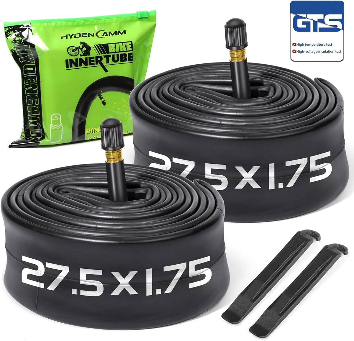 2 Pack 12"/14"/16"/18"/ 20"/ 22"/24"/ 26"/27.5"/28"/29" x1.75/1.95/2.10/2.125 Bicycle Tube with 2 Tire Levers, with 32mm AV Schrader Valve, Inner Tube for Kids/Road/MTB Bike (2 of One Size)